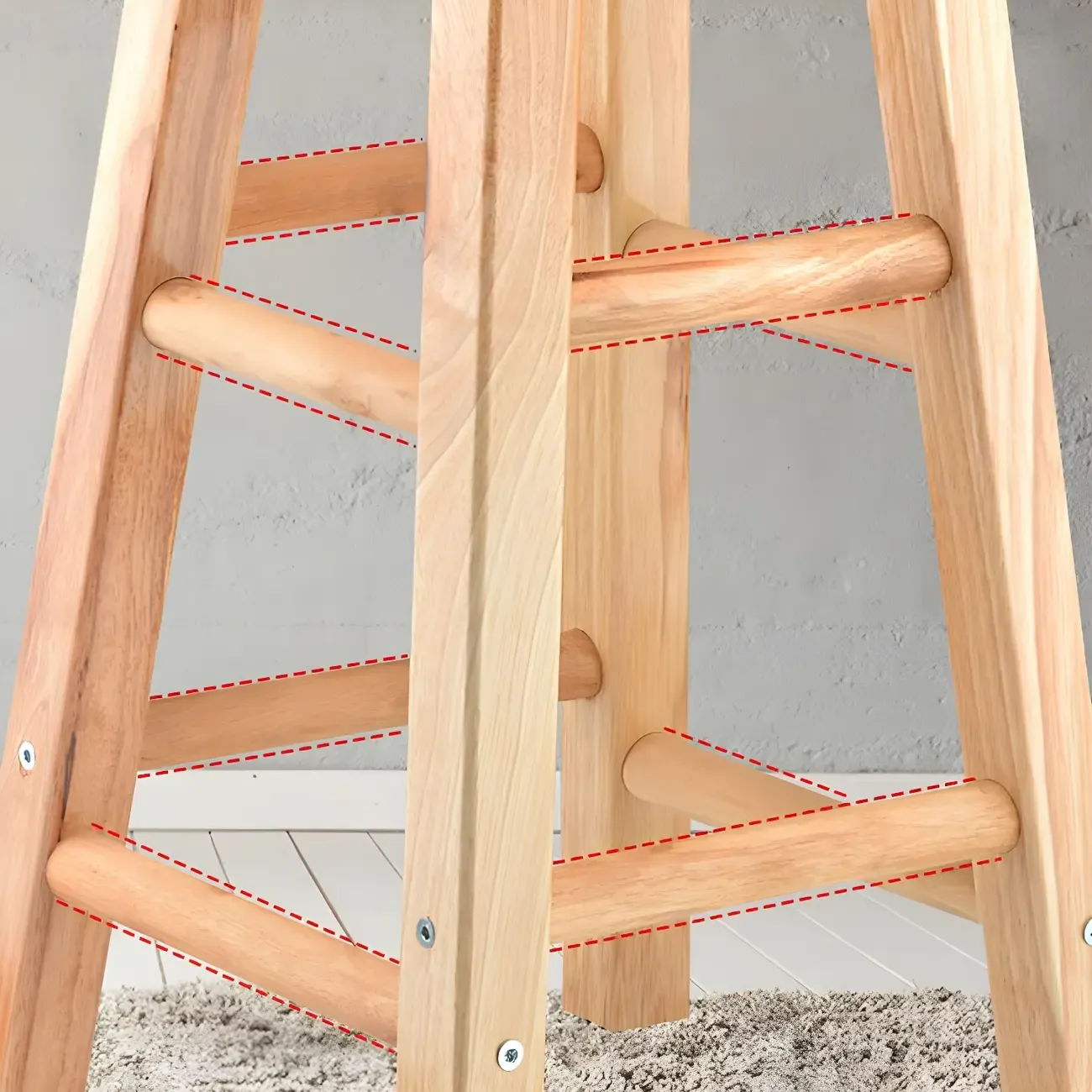 Round Oak Wood Backless Counter Height Bar Stool