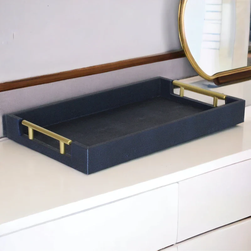 Lusan Faux Shagreen Tray with Handles