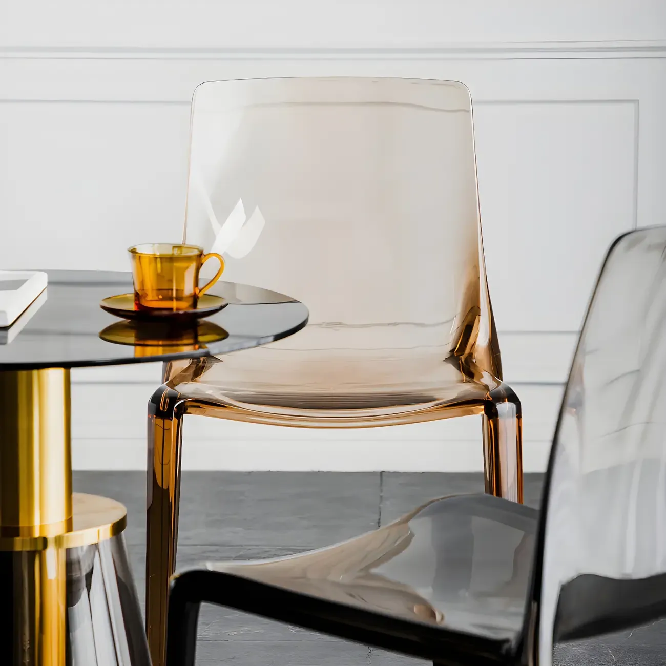 Amber Acrylic Armless Low Back Dining Chair