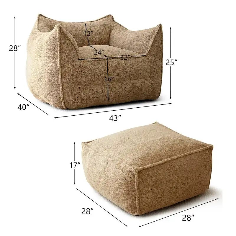 Lazy Sofa Chair Bean Bag Chair Sofa with Ottoman