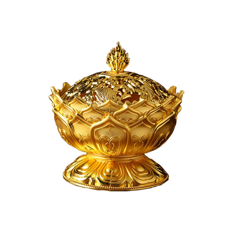 HULIANFU Lotus Flower Incense Burner Buddhism Buddha Holder Brass Mini Censer Incense Metal Craft Home Decoration - Deanwangkt