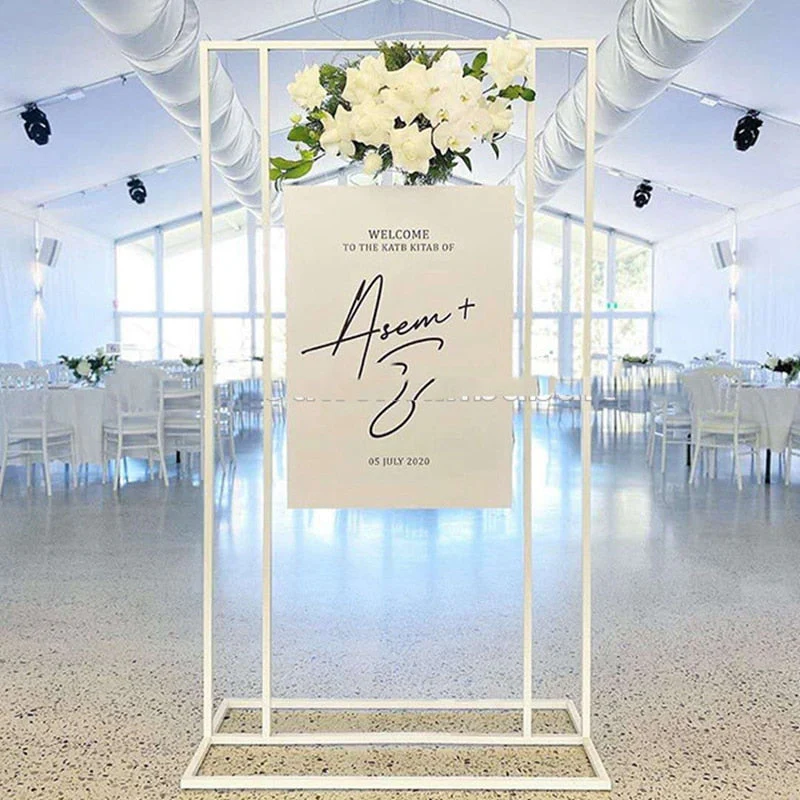 HULIANFU Wedding Arch Square Backdrop balloon Stand Background Shiny Metal Gold Plating Outdoor Artificial Flower Door Shelf Frame - Deanwangkt