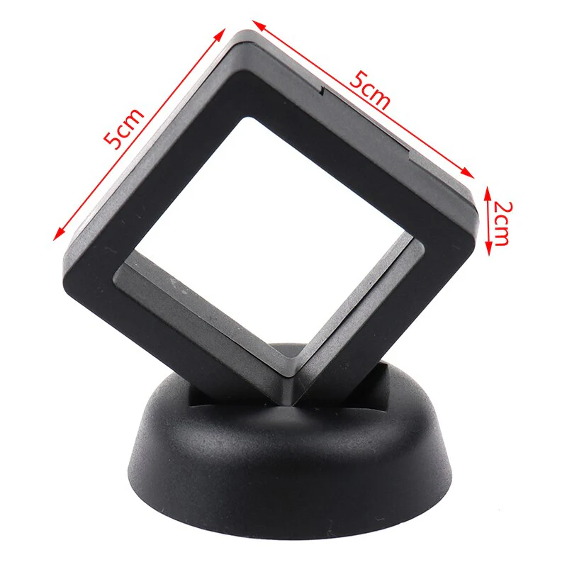 HULIANFU Square 3D Floating Jewelry Coin Display Frame Holder Box Case Stand Home Decorations  Jewelry Display Stand Ring Pendant Holder - Deanwangkt