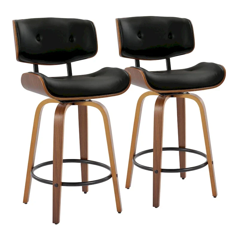 Leksand 26 Fixed-Height Counter Stool with Bent Wood Legs (Set of 2)