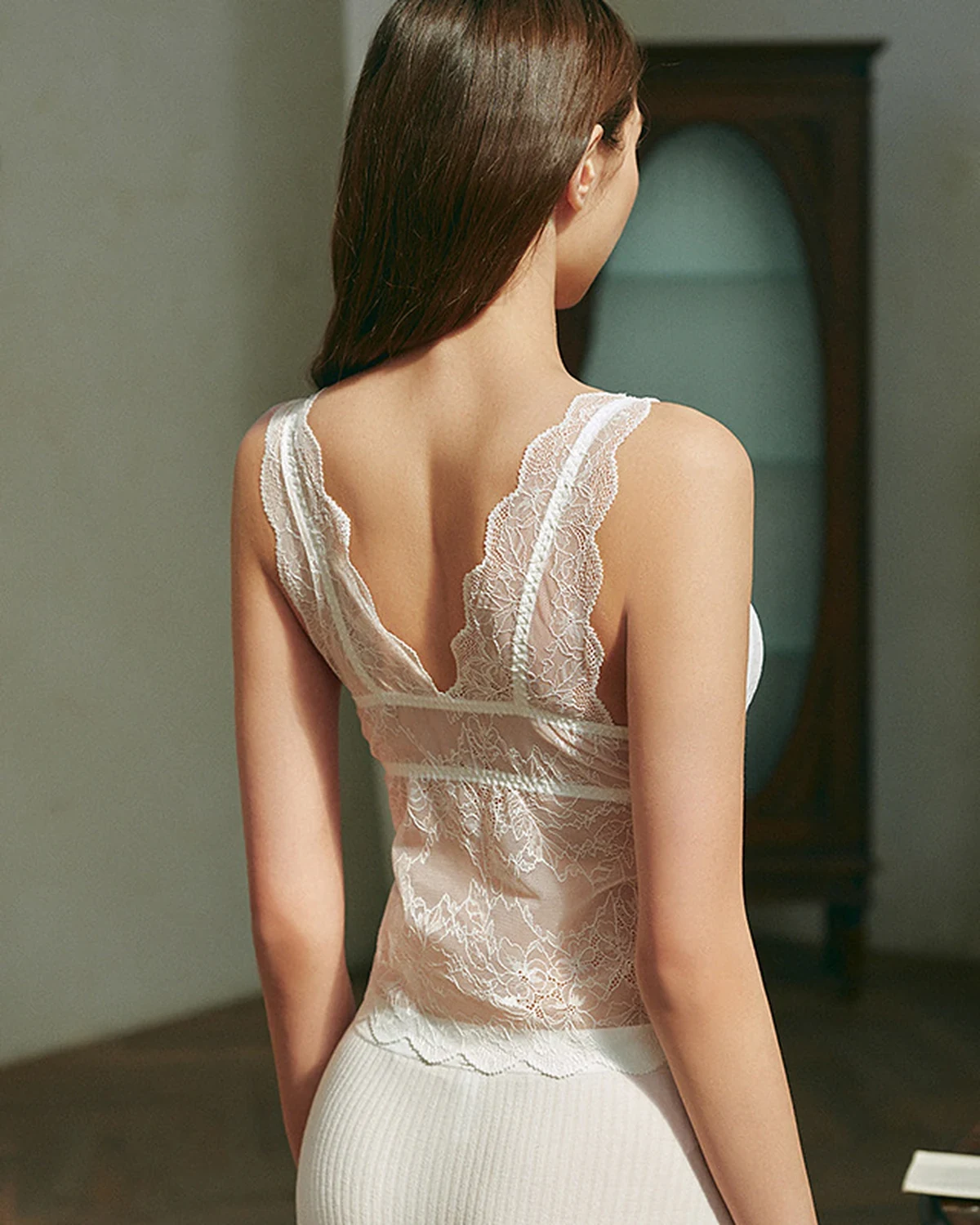 French lace mulberry silk silk-blend bra camisole two-in-one shaping base-layer vest lingerie