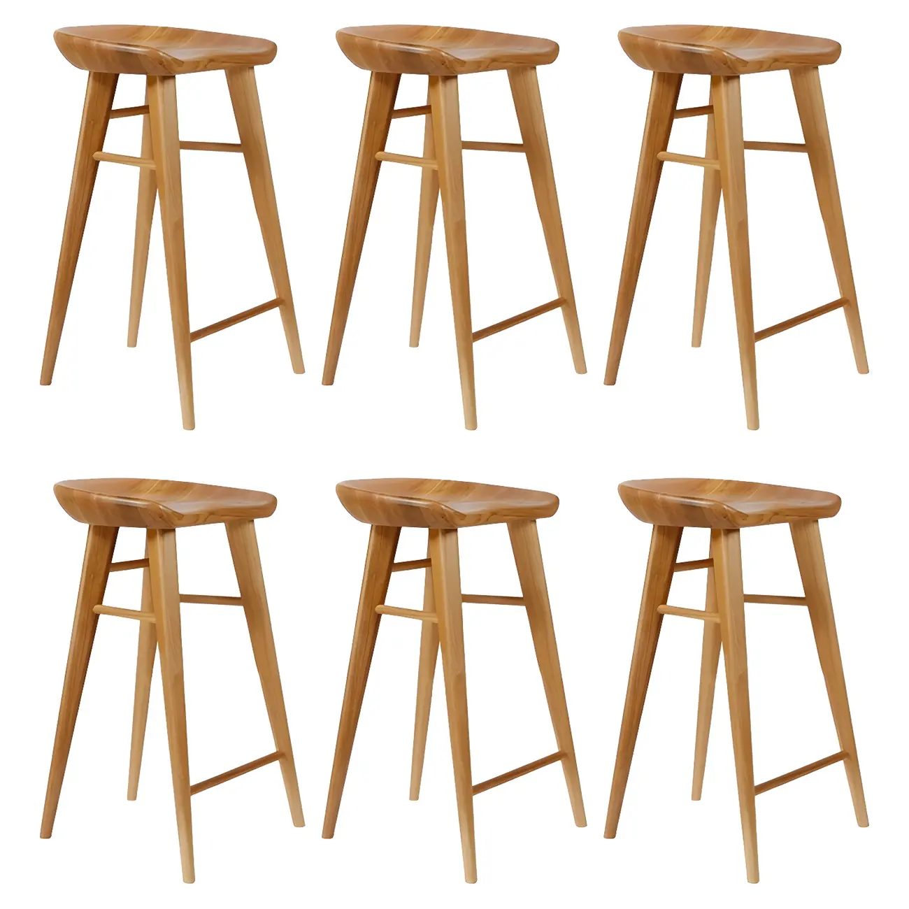 Counter Height Modern Wood Backless Bar Stool