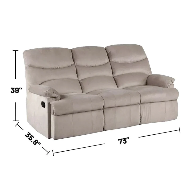 Velvet Upholstered Manual Motion Recliner Sofa