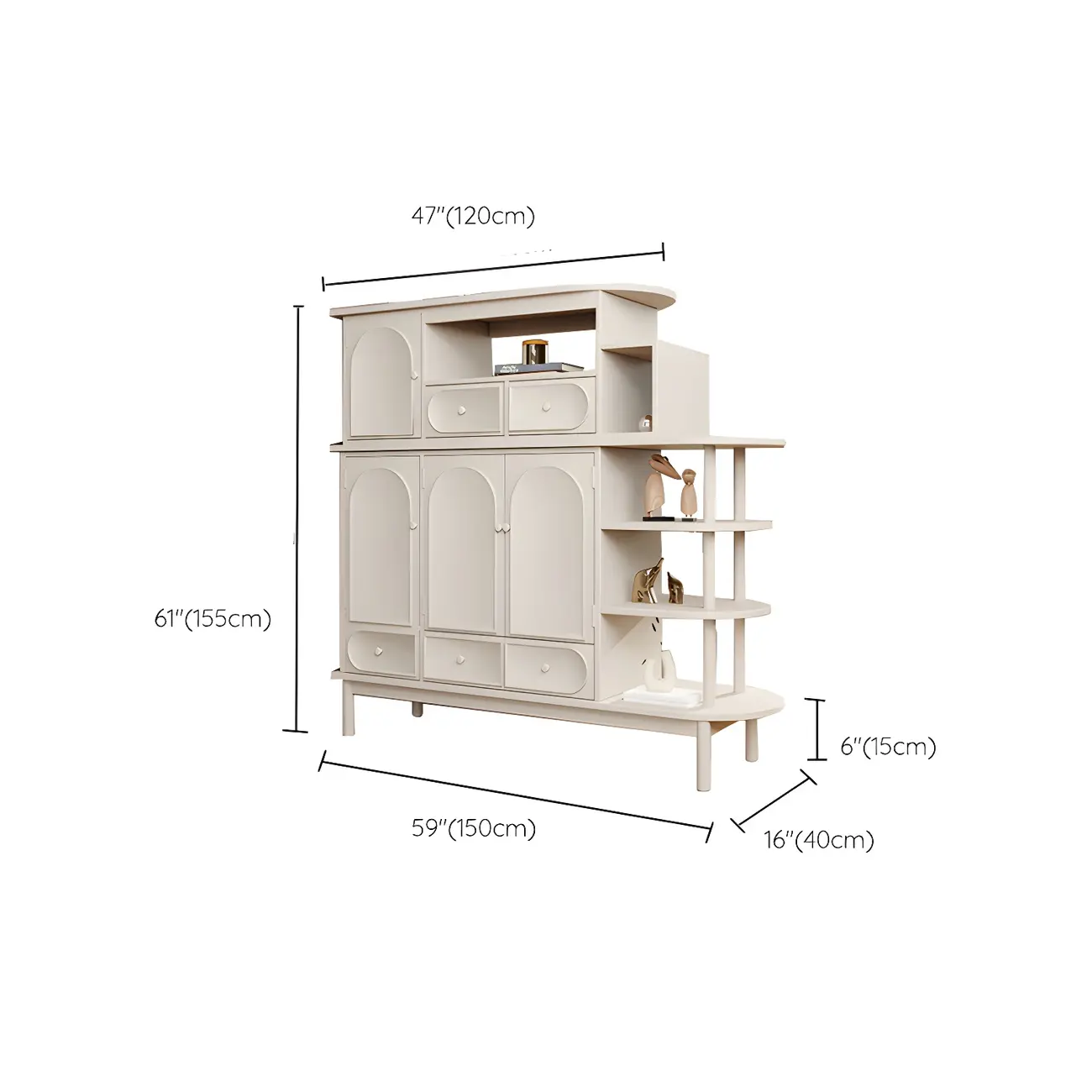 Modern White Wooden Multi-functional Utility Living Room Cabinet