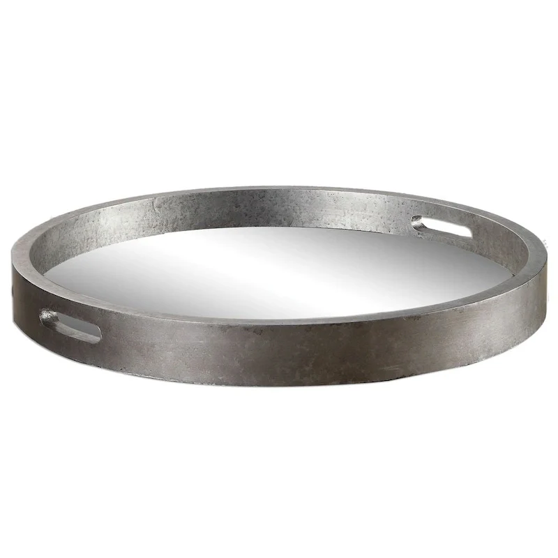 Bechet Round Silver Wooden Tray