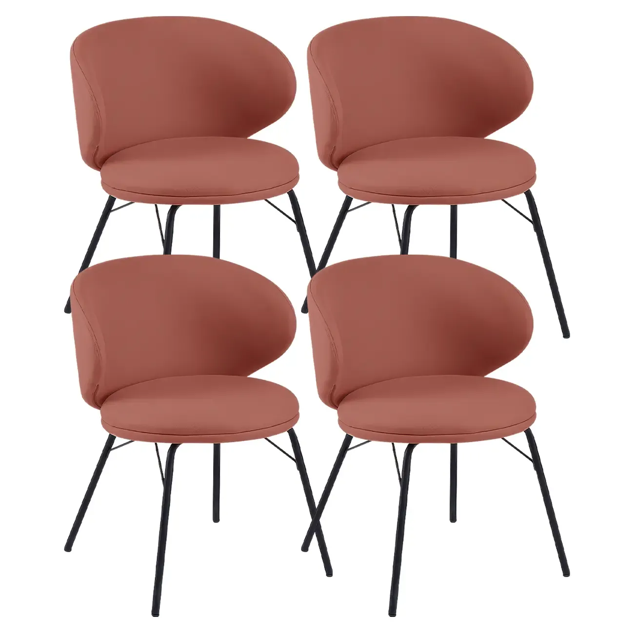 Modern Leathaire Upholstered Metal Leg Dining Chair