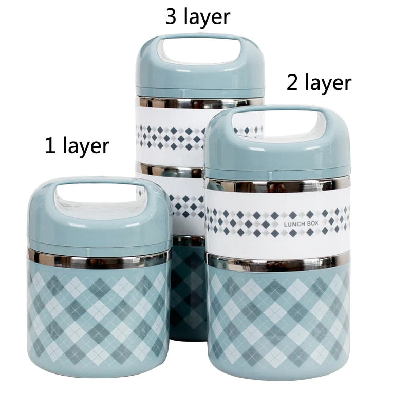 HULIANFU Portable Stainless Steel Thermal Lunch Box for Food Office Lunchbox Bento Boxs Thermos Lunch Box Food Container with Lunch Bag - Deanwangkt