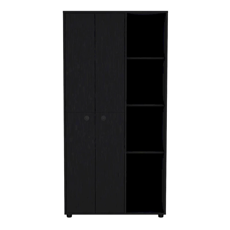19.48 Modern Double-door Armoire with 2 Durable Metal Rods and Three Shelves