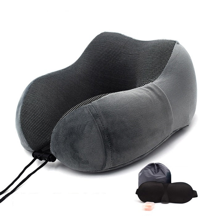 HULIANFU U Shaped Memory Foam Neck Pillows Soft Slow Rebound Space Travel Pillow Massage Neck Cervical Healthcare Bedding Drop Shipping - Deanwangkt