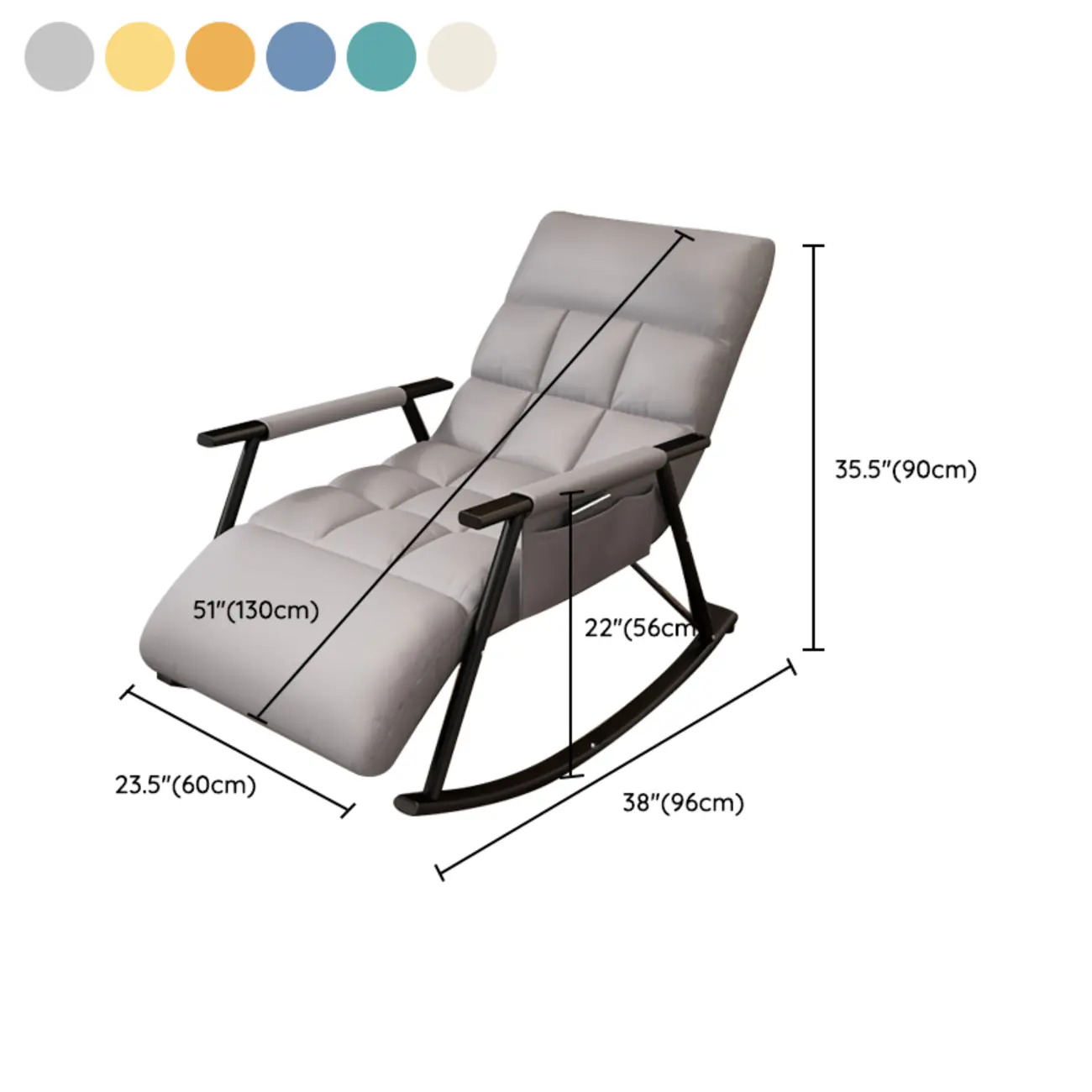 Modern Metal Track Arms Upholstered Rocking Chair