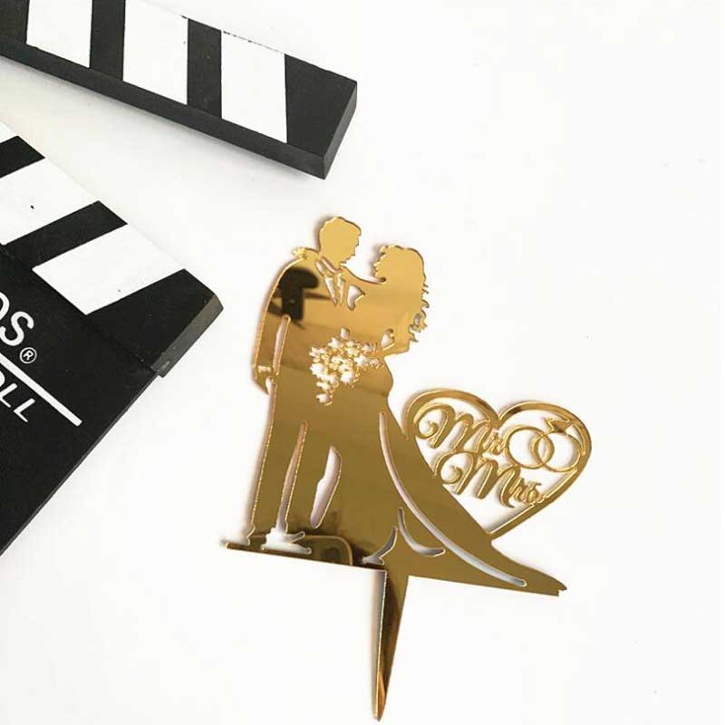 HULIANFU Wedding Cake Topper Acrylic Bride to be Cake Decorations Mariage Anniversary Birthday Party Baking Dessert Cake Top Flag Cupcake - Deanwangkt