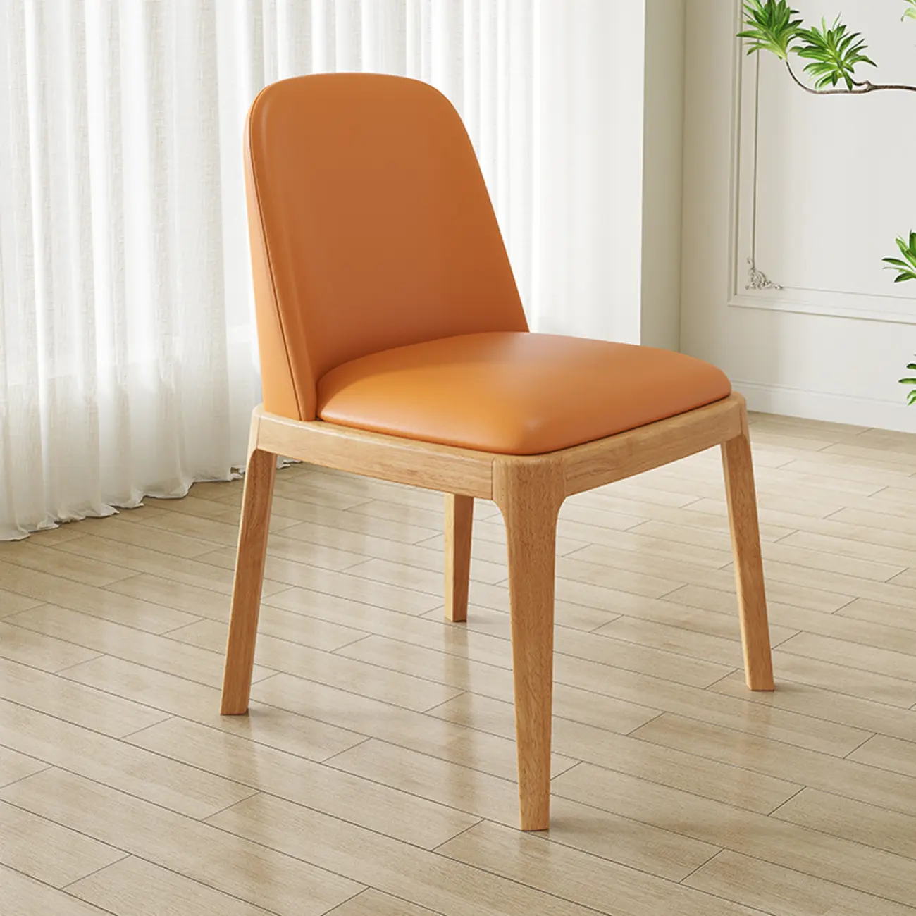 Modern Rubber Wood Upholstered Dining Chair Set of 2
