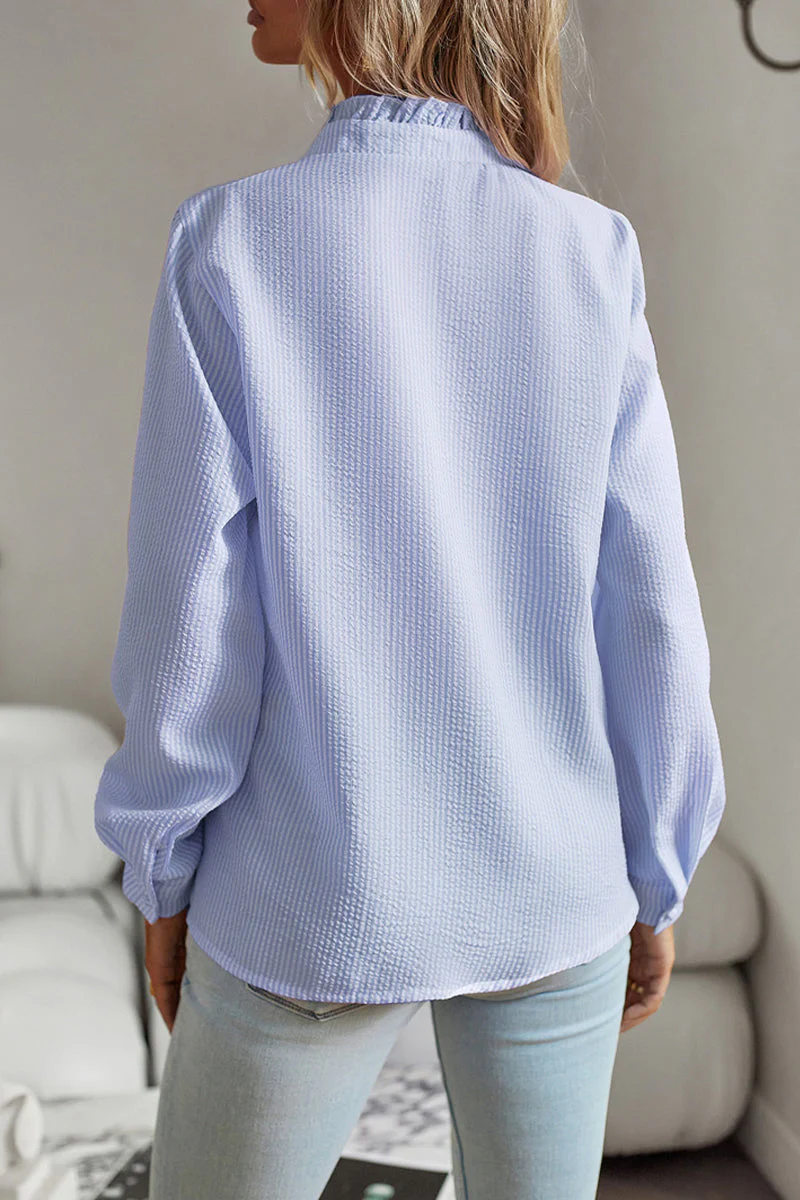 hulianfu British Style Solid Patchwork Lotus Leaf Collar Blouses(4 Colors) - Deanwangkt