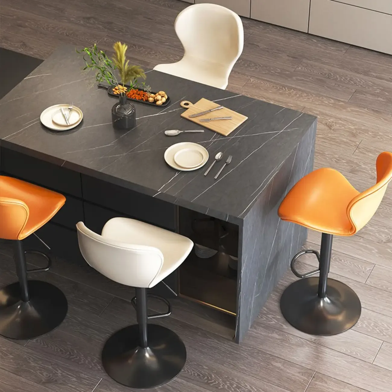 Modern Saddle Pedestal Swivel Adjustable Bar Stools