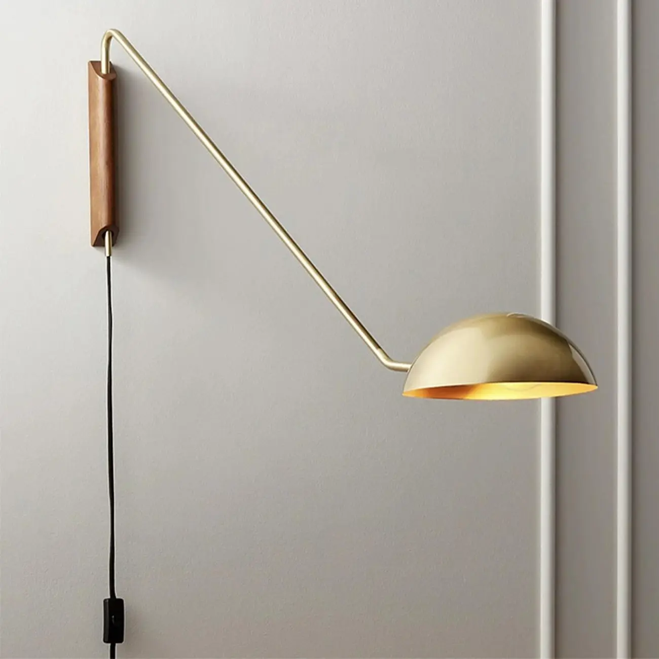 Modern Adjustable Iron Wall Mount Lamp with Dome Shade