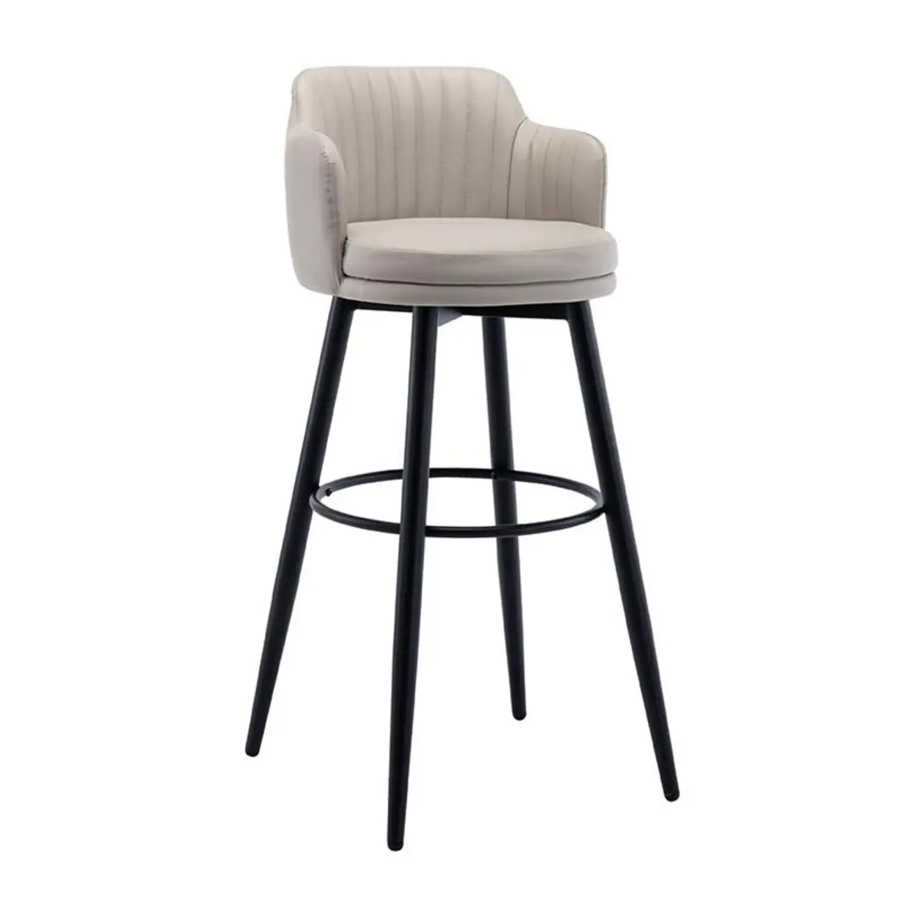 Modern Round Upholstered Curved Back Bistro Swivel Bar Stool