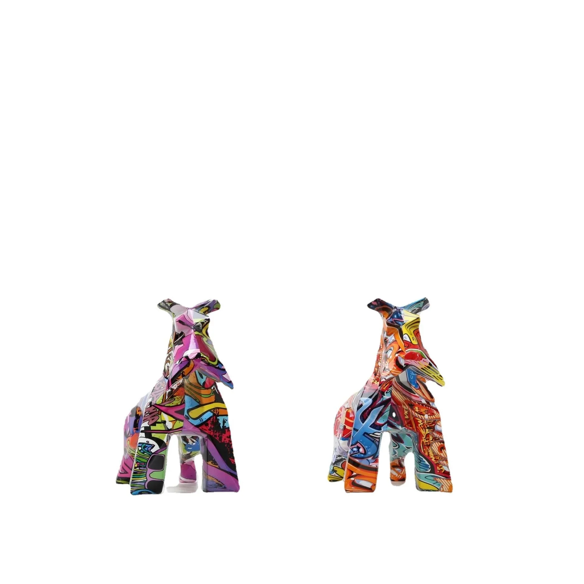 HULIANFU Nordic Painting Art Graffiti Schnauzer Creative Resin Crafts Home Decoration Wine Cabinet Office Decor Resin Crafts Gift Anime - Deanwangkt