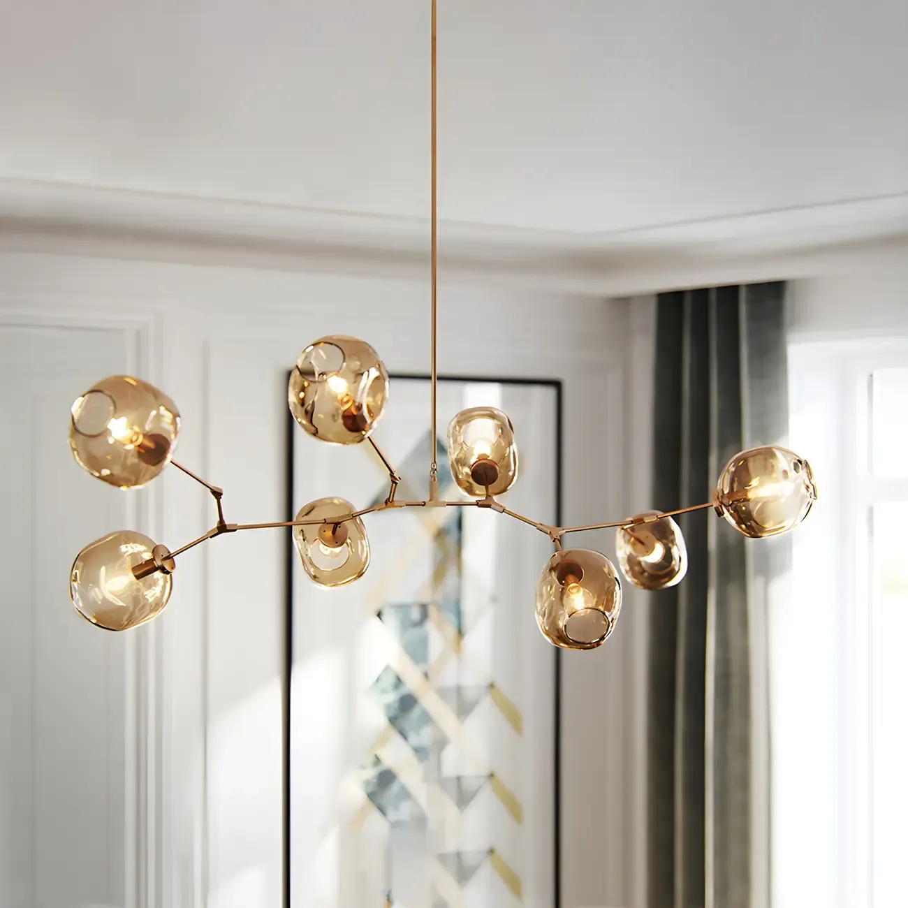 Large Sputnik Downrods Glass Chandelier for Indoor Use