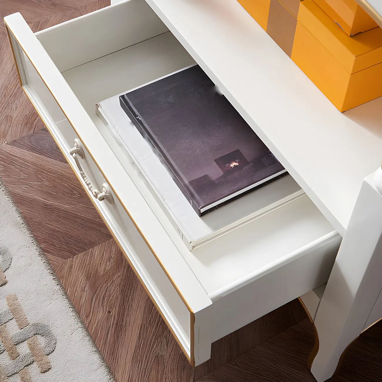 Classic Brown/White Wooden Bookcase with Drawer