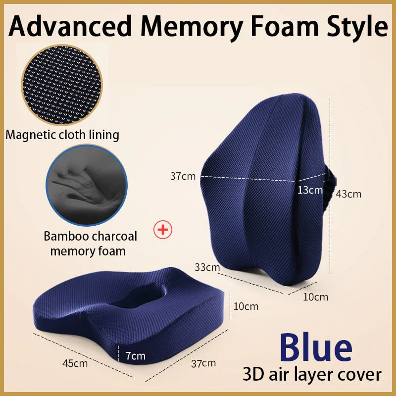 HULIANFU Memory Foam Seat Cushion Orthopedic Pillow Office Chair Cushion Lumbar Cushions Car Seat Butt Hemorrhoid Coccyx Vertebra Sets - Deanwangkt