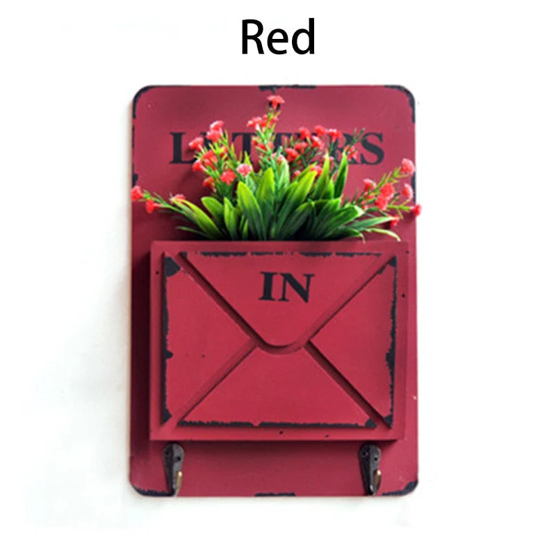 HULIANFU Vintage Wall Mount Mailbox Outdoor Mail Postal Letter Newspaper Organizer DIY Balcony Garden Mini Flower Pot Decor 18x4.5x26cm - Deanwangkt