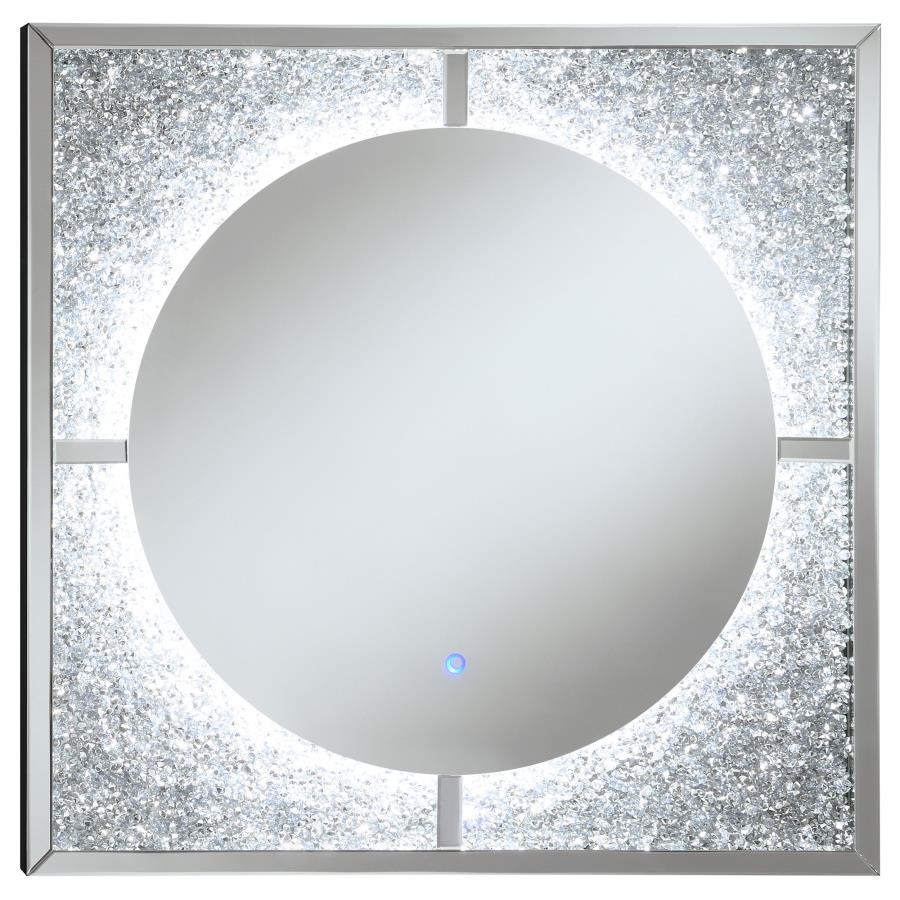 Contemporary Square Wall Mirror with LED Lights