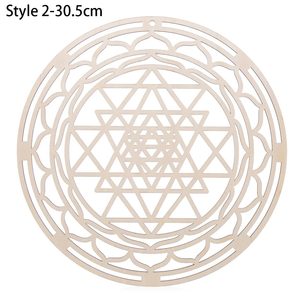 HULIANFU Log Color Chakra Pattern Round Edge Circles Carved Wooden Stand Coaster Flower of life Reload Stone Kitchen Hot Pad Mat Decor - Deanwangkt