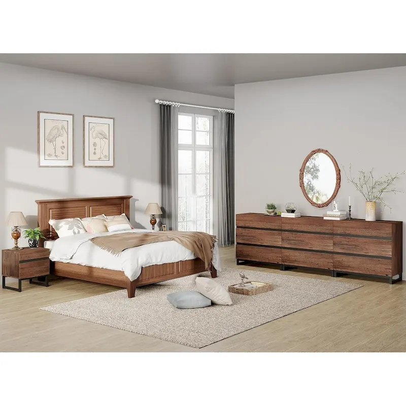 WAMPAT 3 Piece Dresser and Nightstand Sets