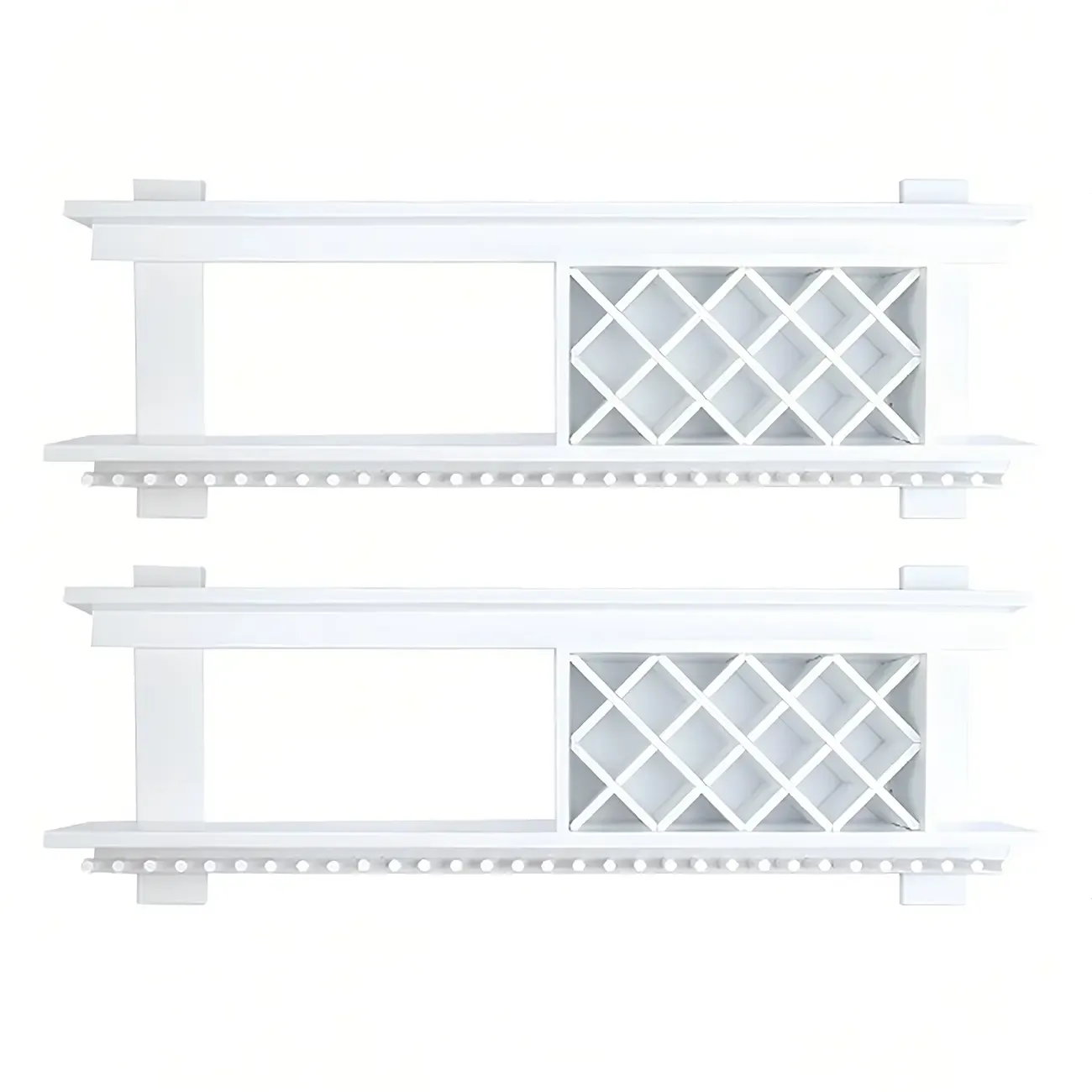 Pine Wooden Wall-Mounted Display Open Wine Bottle & Glass Rack