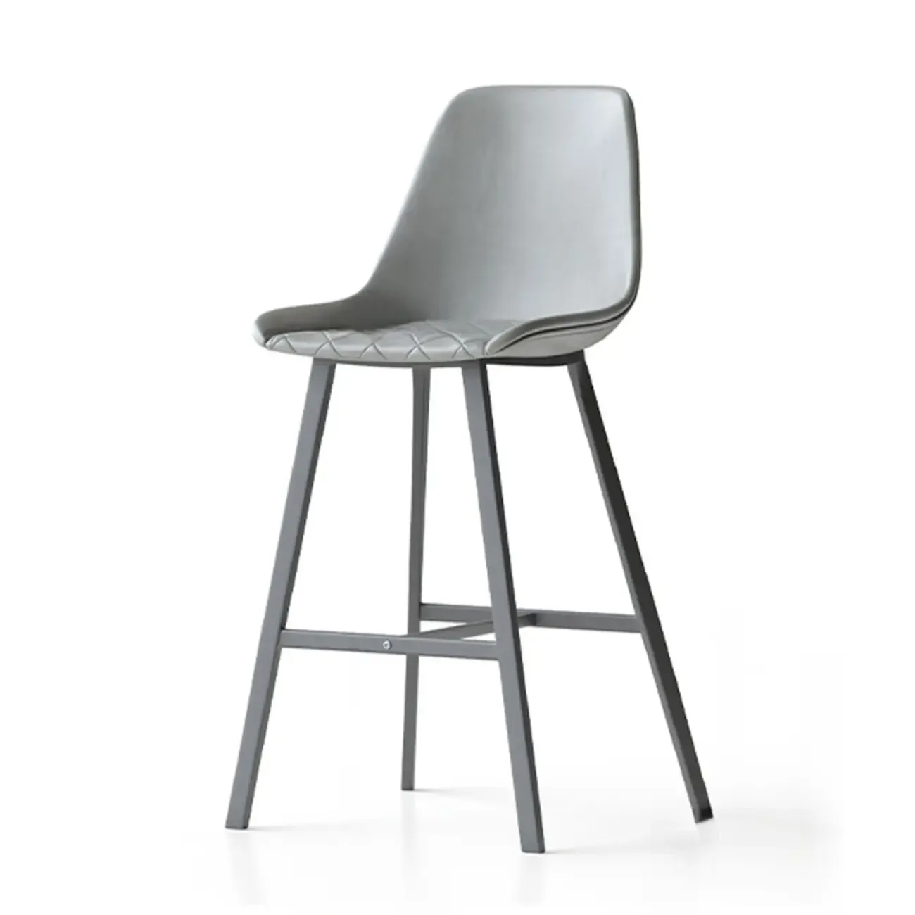 Mid-Century Modern Quilted Upholstered Leather Bar Stool