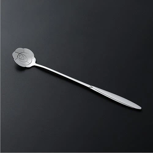 HULIANFU Tea Coffee Mixing Spoon Gold Spoon Long Handle Dessert Stainless Steel Vintage Teaspoons Drink Tableware Flowers Design 1PCS - Deanwangkt