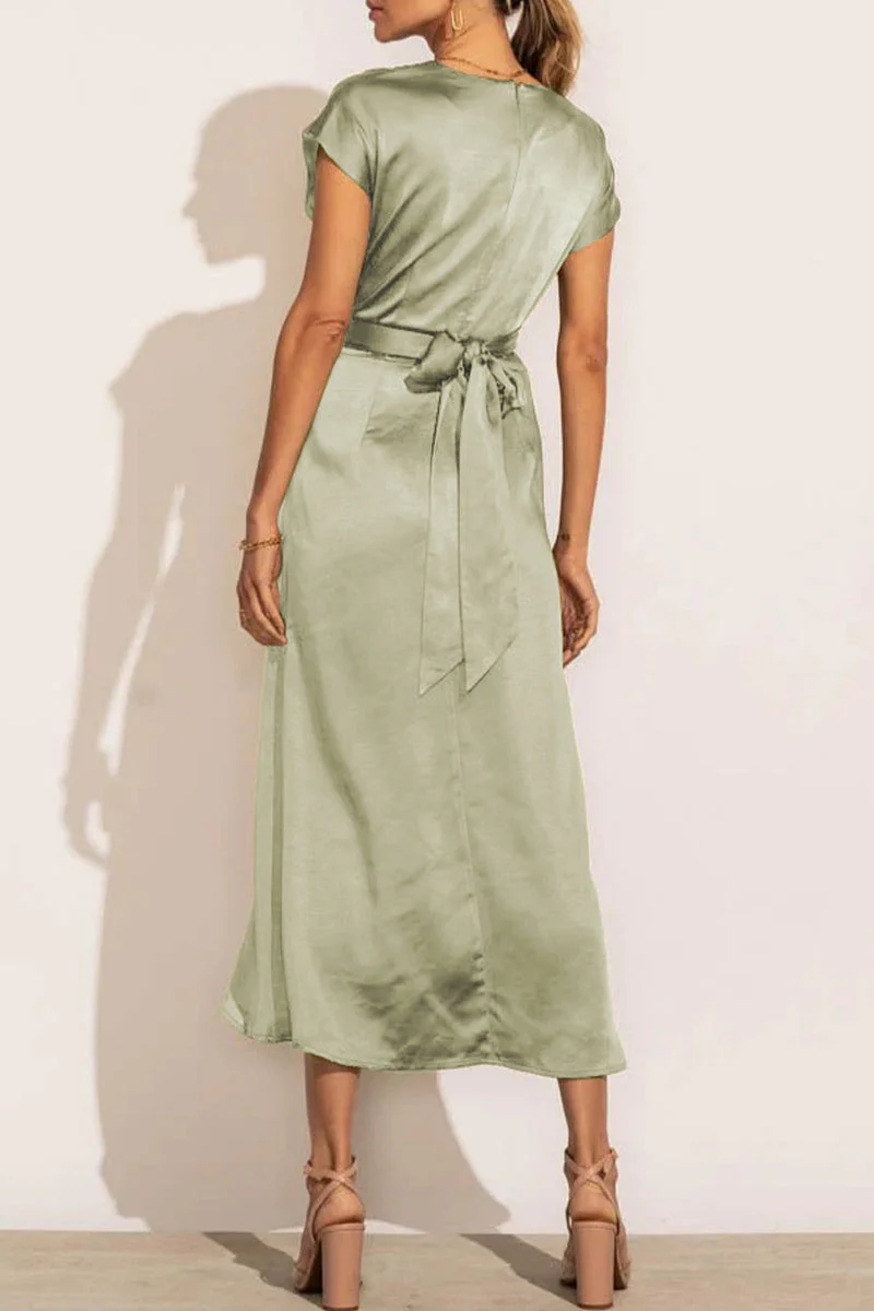 hulianfu Celebrities Elegant Solid Bandage U Neck Dresses(6 Colors) - Deanwangkt