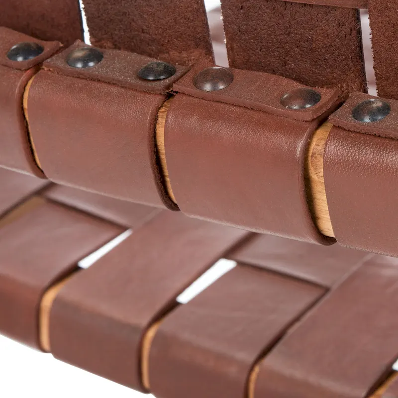 SAFAVIEH Hildred Woven Leather Dining Chair - Cognac / Natural - 20Wx22Dx33H