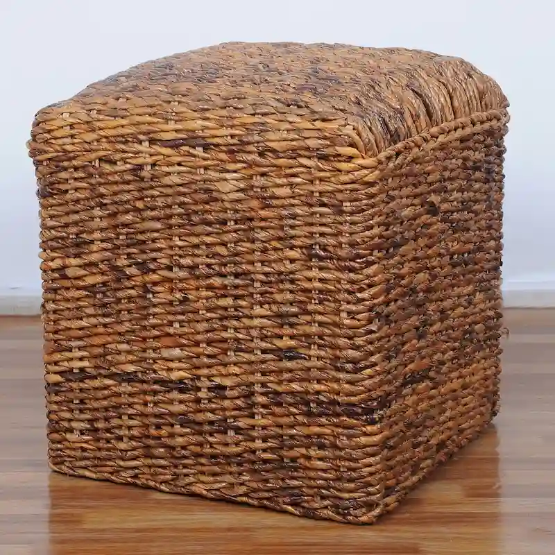 International Caravan 'Arizona' Square Hand-woven Abaca Ottoman with Cushioned Top