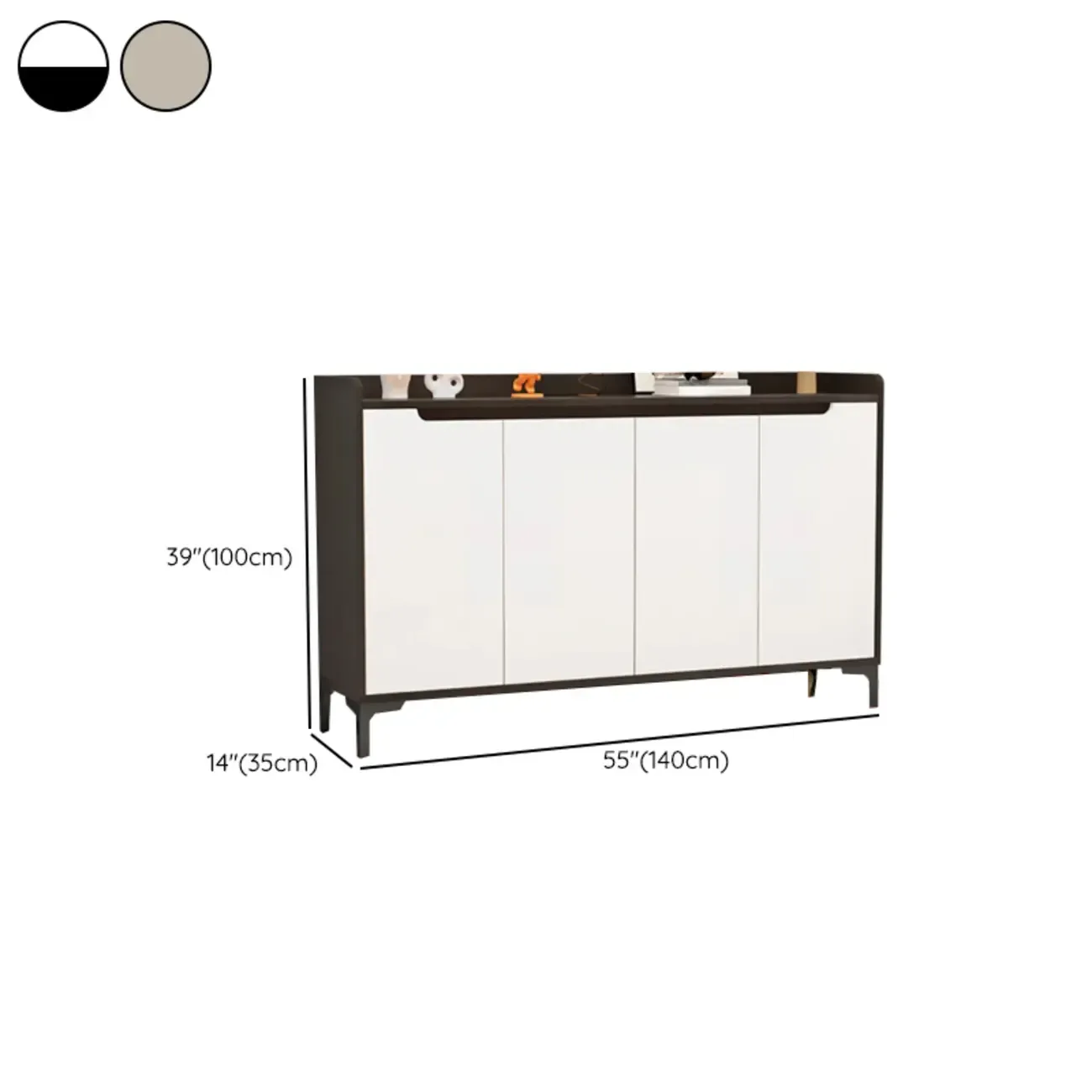 Sleek Milk Cocoa Wood Shoe Cabinet with Display Top