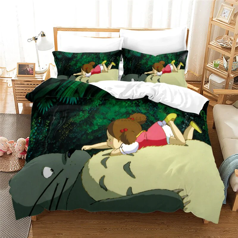 HULIANFU MY NEIGHBOUR TOTORO 3d Printed Bedding Set Duvet Cover Set with Pillowcase Twin Full Queen King Comforter Cover Sets Bedclothes - Deanwangkt