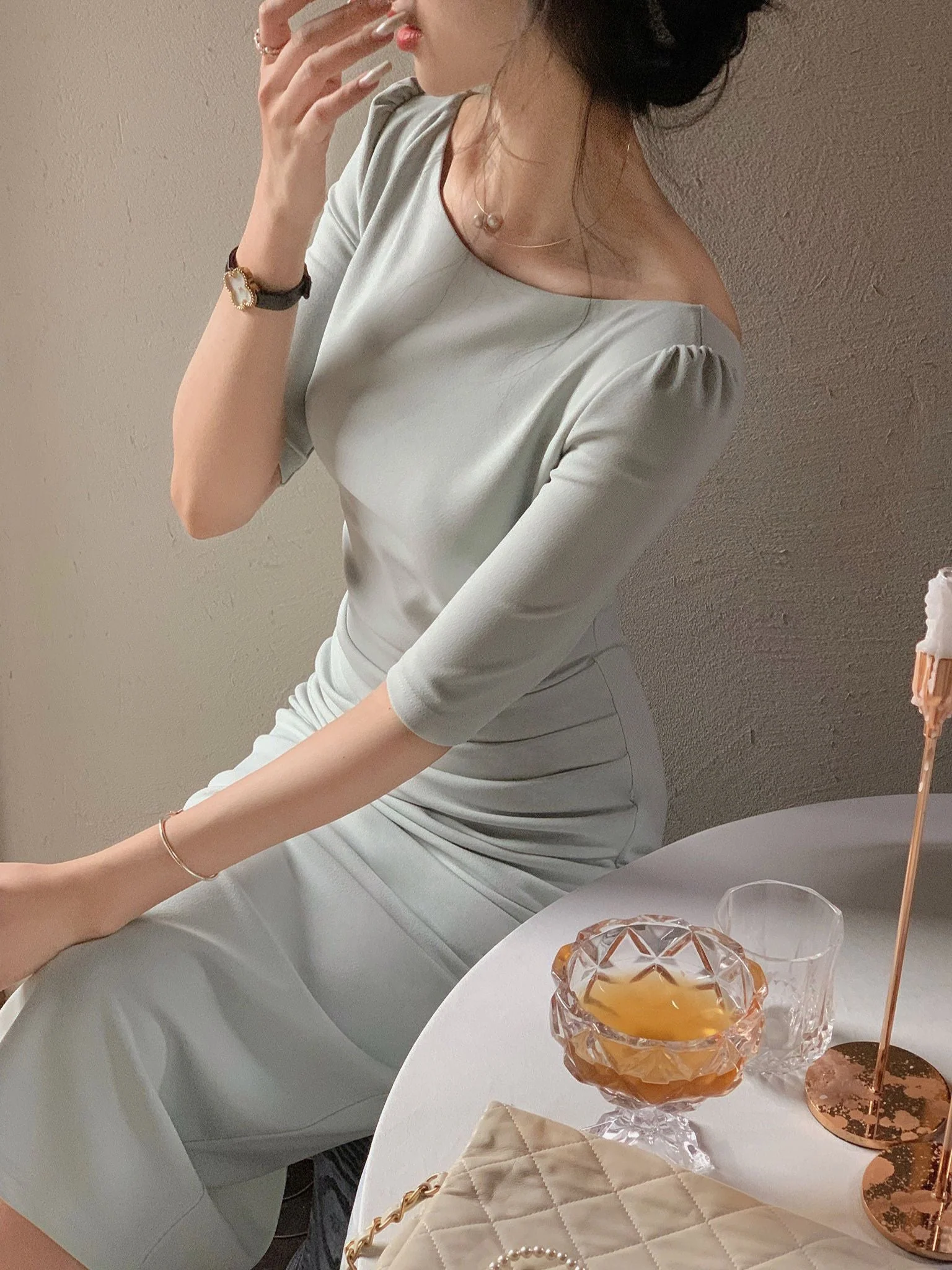 Simple Dress For Women Elegant Midi Bodycon Dress Office Ladies Solid Clothing Femme Fashion Summer Vestidos Dresses - Deanwangkt