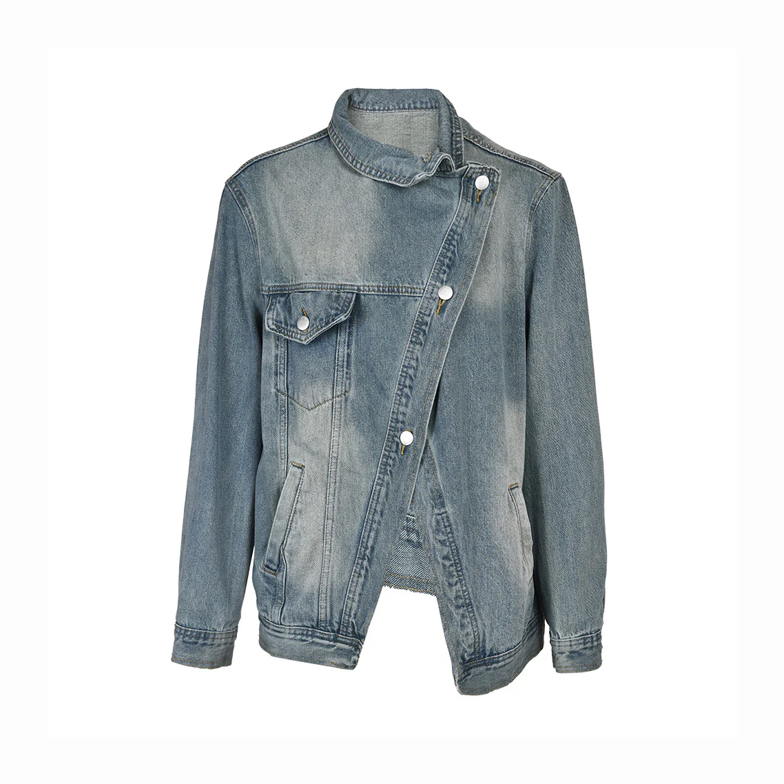 hulianfu Denim Glamorous Single Breasted High Split Mini Dress - Deanwangkt