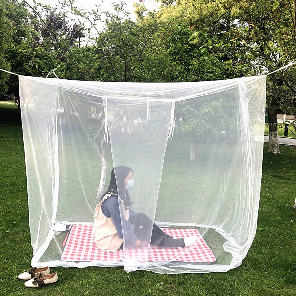 HULIANFU White Camping Mosquito Net Travel Repellent Tent Indoor Outdoor Insect Tent  4 Corner Post Canopy Hanging Bed With Storage Bag - Deanwangkt