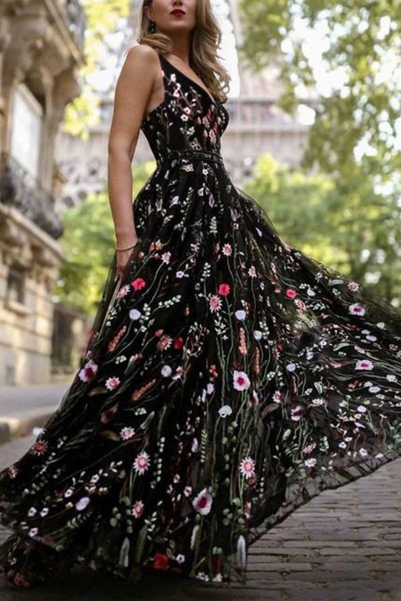 hulianfu Deep V Neck Sexy Maxi Dress - Deanwangkt