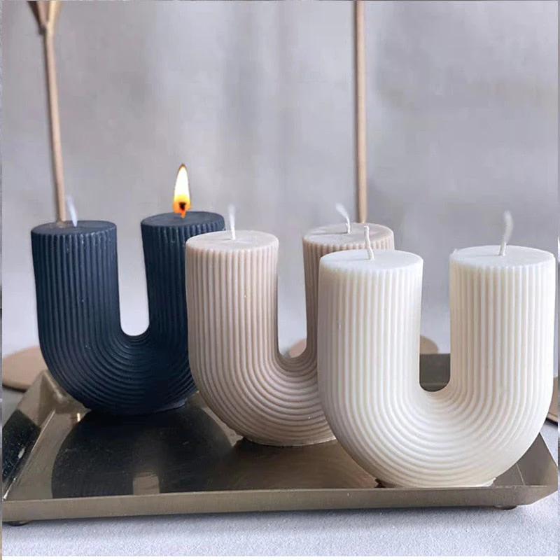 HULIANFU U Shape Scented Candle Mold Food Grade Silicone Mold DIY 3D Aromatherapy Candle Mould  Candle Making Supplies Home Wedding Decor - Deanwangkt