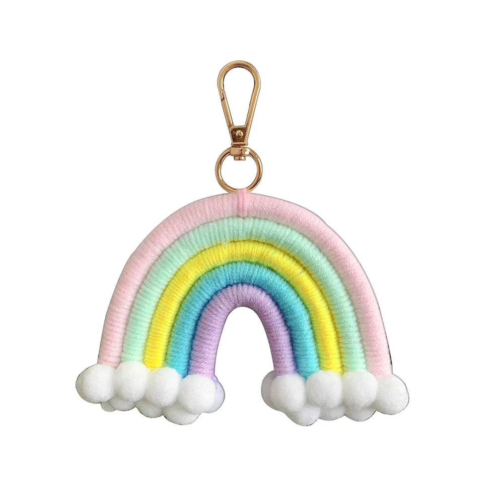 HULIANFU Macrame Rainbow Wall Hanging Decoration Boho Home Decor Party Supplies Baby Shower Dorm Kid Room Bead Tassels Ornaments - Deanwangkt