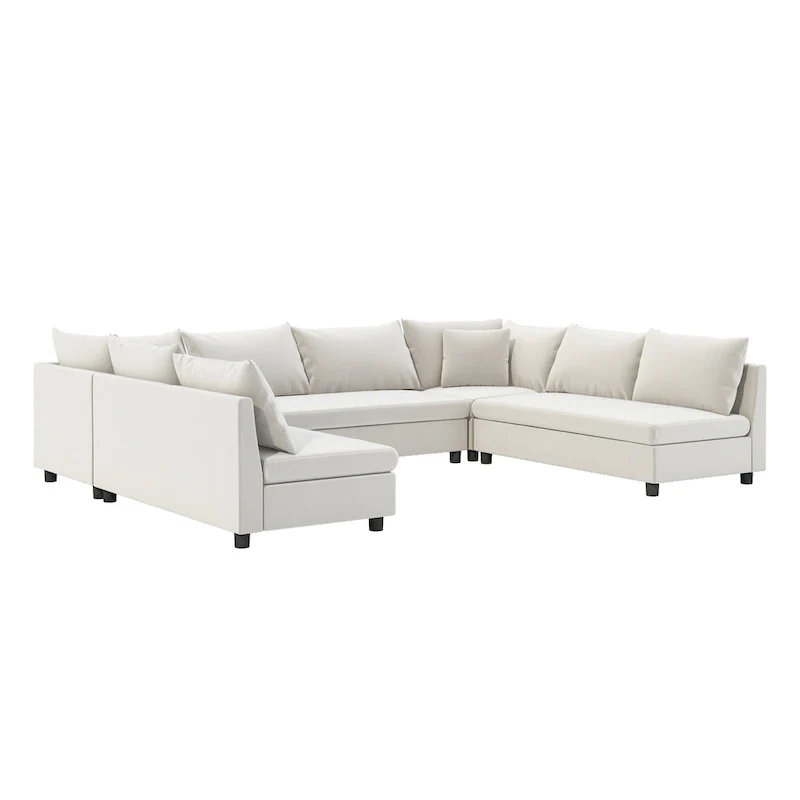 116 Chenille U-Shaped Modular Sectional Sofa, 8-Seater