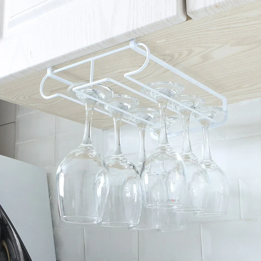HULIANFU New Useful Stainless Steel Wine Rack Wine Glass Rack for Holder Glasses Storage Bar Kitchen 6-9 Cups Hanging Bar Hanger Shelf - Deanwangkt