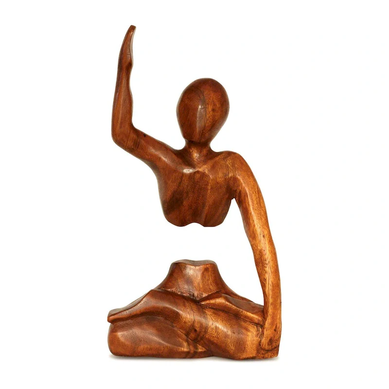 12  Wooden Handmade Abstract Sculpture Handcrafted Art Hand Up Statue Home Decor Decorative Figurine Accent Decoration