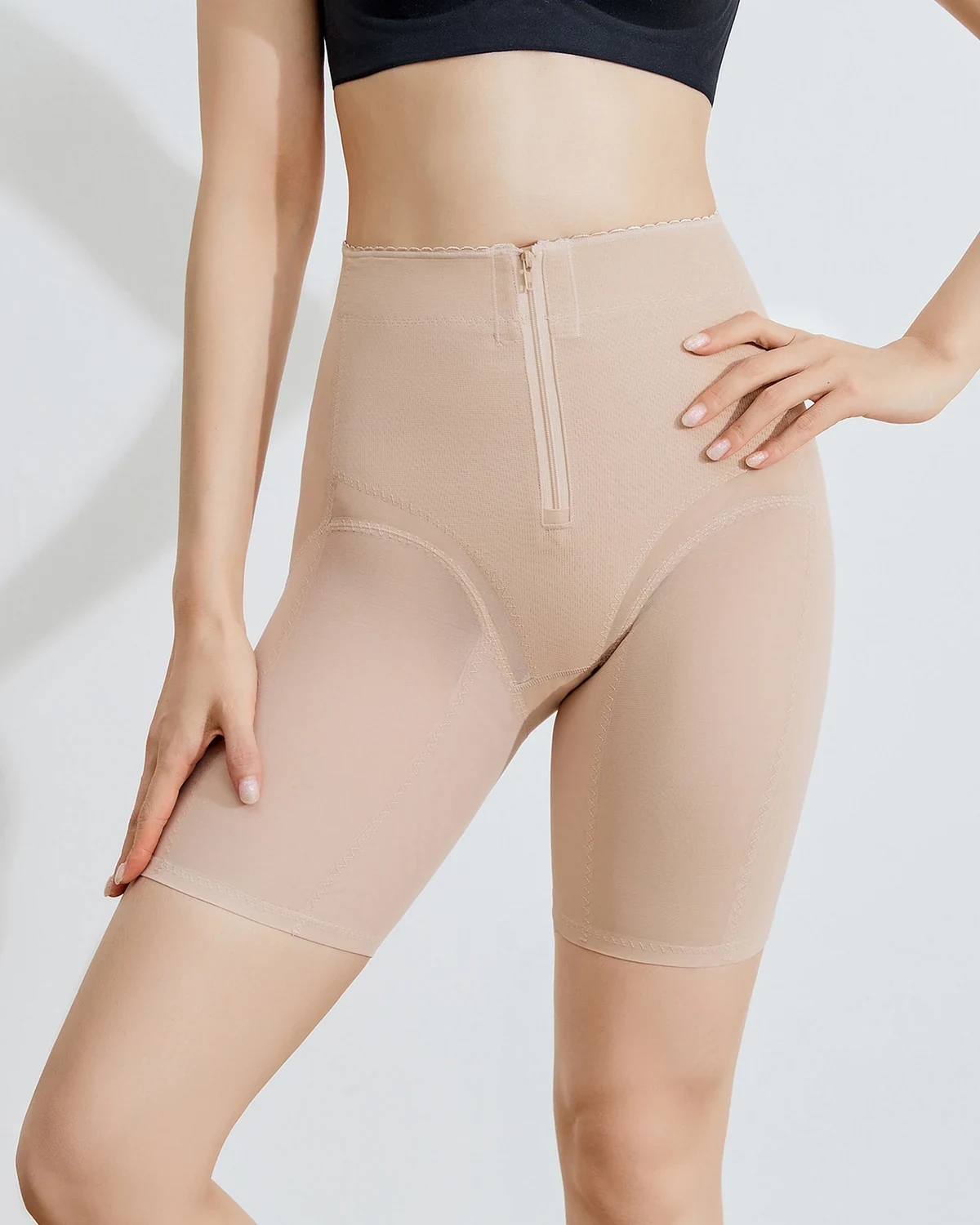 3D sculpted butt-lifting high-waist shapewear panties for women, added coverage postpartum recovery waist-cinching tummy-control boyshorts